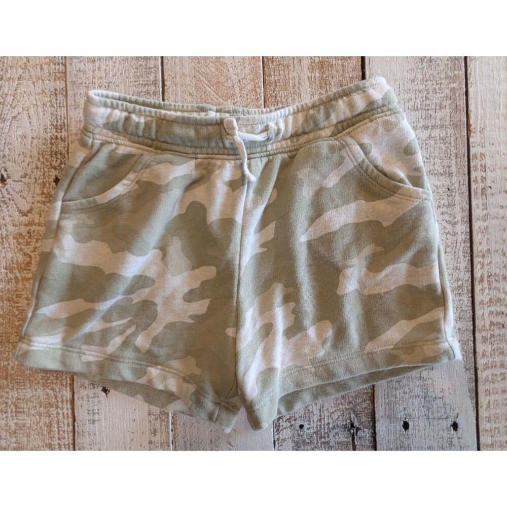 Old Navy 5T Camouflage Green White Shorts Girls Drawstring Pockets Camo